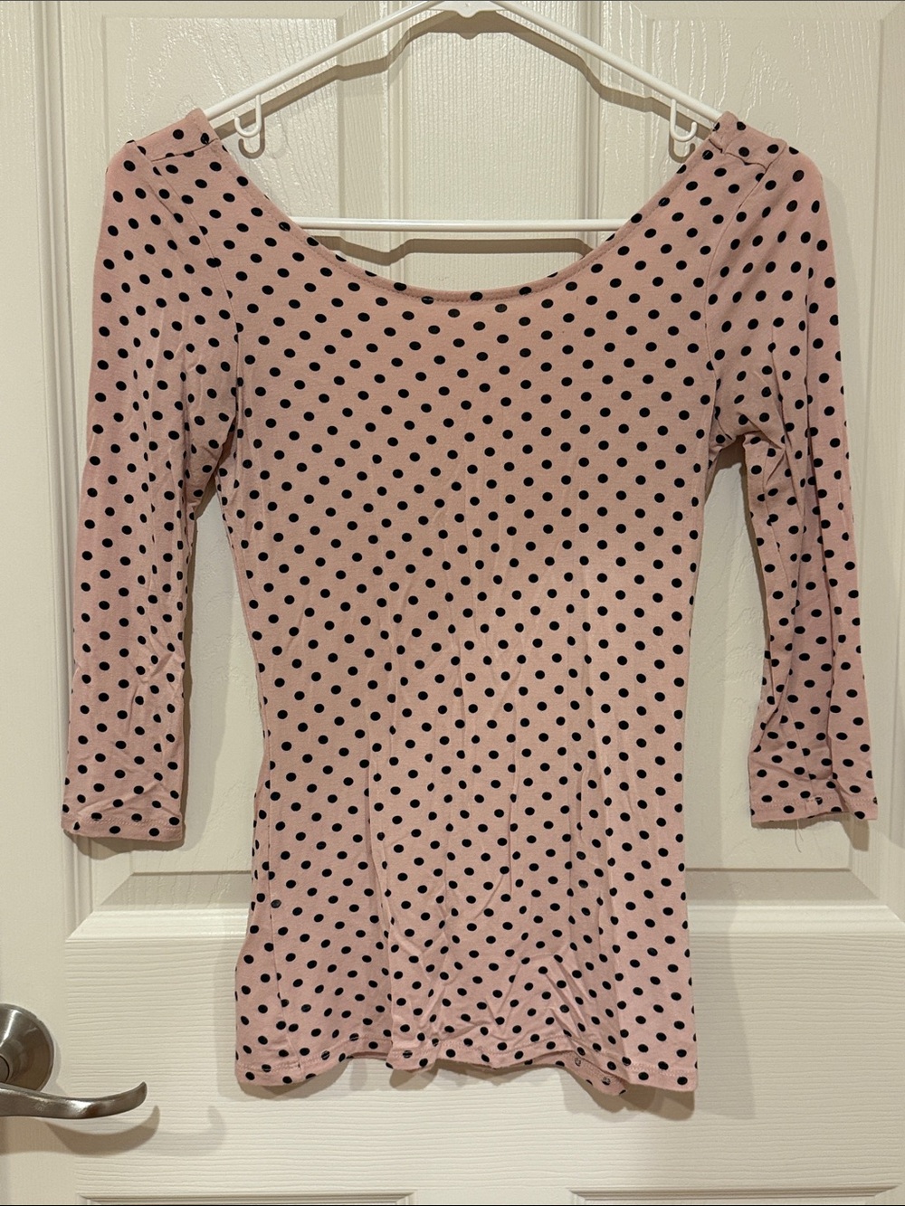 Guess Pink 3/4 sleeve Polka Dot Top